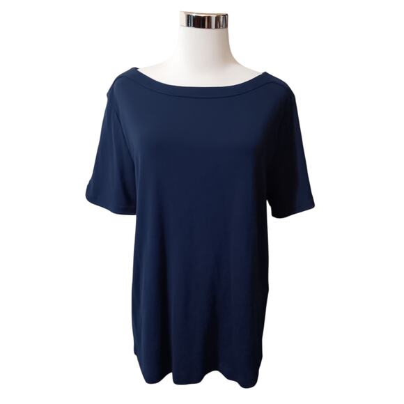 CHICO'S 2 Lot of 2 Soft Knit Tops Large Pullover Comfort Black Blue Casual Basic - Picture 10 of 11